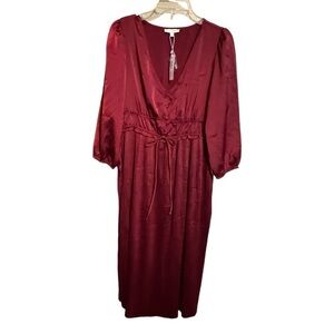Baltic Born Gabriella Merlot Satin Midi Dress nwt‎